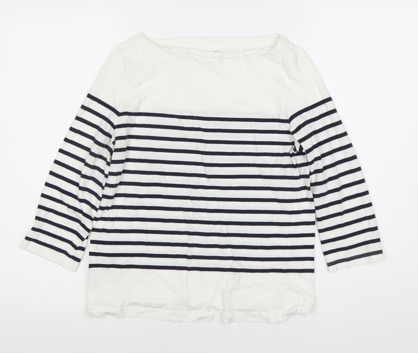 MNG Women's White Black Striped T-Shirt Size 12
