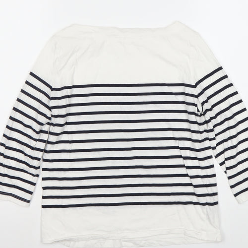 MNG Women's White Black Striped T-Shirt Size 12