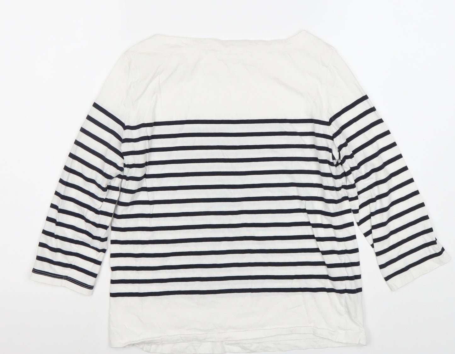 MNG Women's White Black Striped T-Shirt Size 12