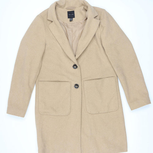 New Look Women's Beige Wool Mid-Length Coat