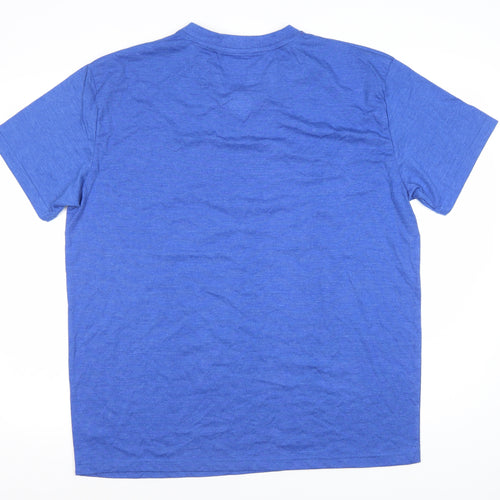 FTS Men's Blue V-Neck 2XL T-Shirt, Regular Fit, Solid