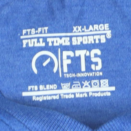 FTS Men's Blue V-Neck 2XL T-Shirt, Regular Fit, Solid