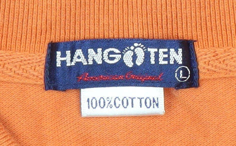 Hang Ten Men's Orange Cotton Polo Shirt L
