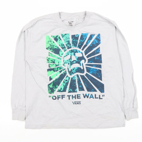 Vans Boys White Graphic Long Sleeve T-Shirt - Small