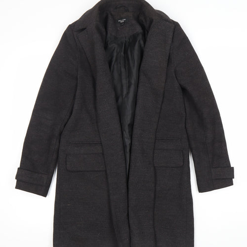 New Look Women's Black Mid-Length Petite Coat - Size 8