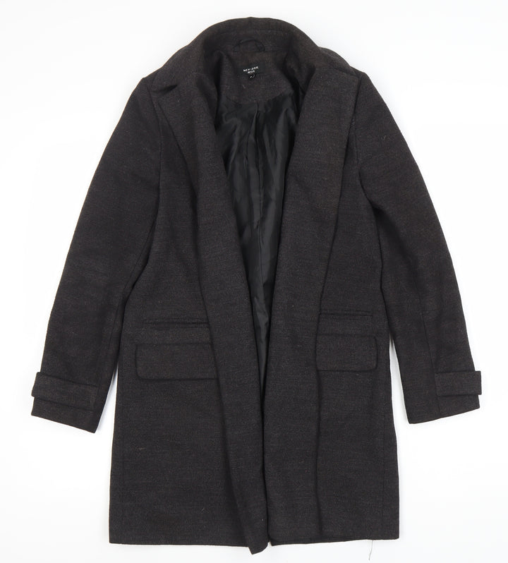 New Look Women's Black Mid-Length Petite Coat - Size 8