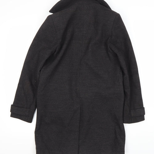 New Look Women's Black Mid-Length Petite Coat - Size 8