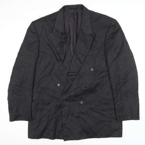 Burtons Men's Black Blazer 44 Long Double-Breasted