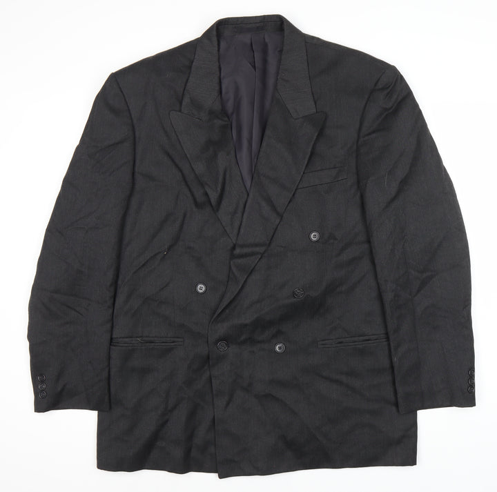Burtons Men's Black Blazer 44 Long Double-Breasted