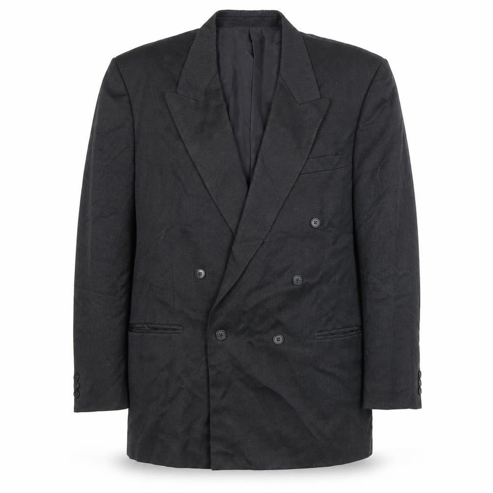 Front view of Burtons Men's Black Blazer 44 Long Double-Breasted