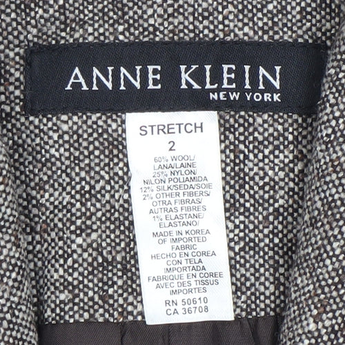 Anne Klein Women's Grey Tweed Belted Jacket Size 2