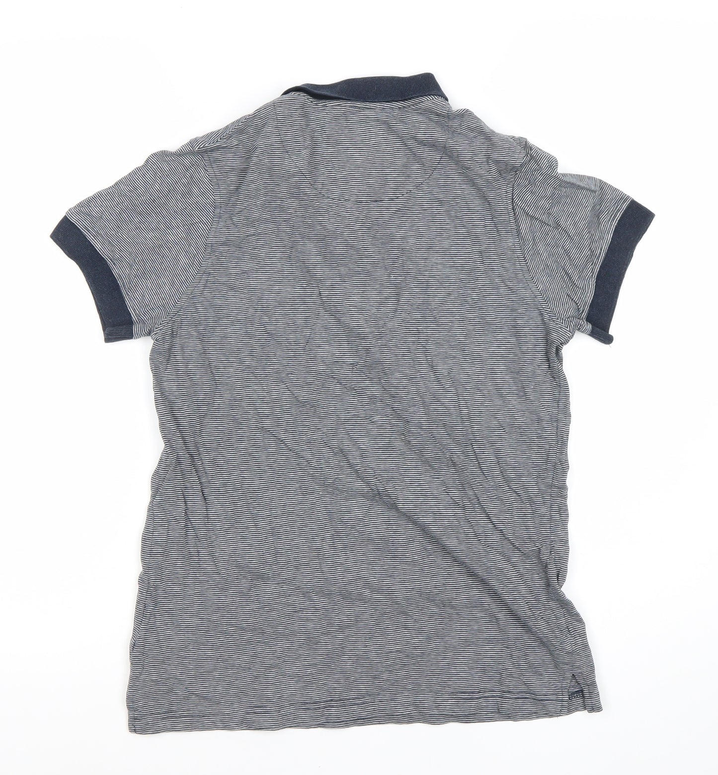 Crosshatch Men's Grey Striped Polo Shirt S