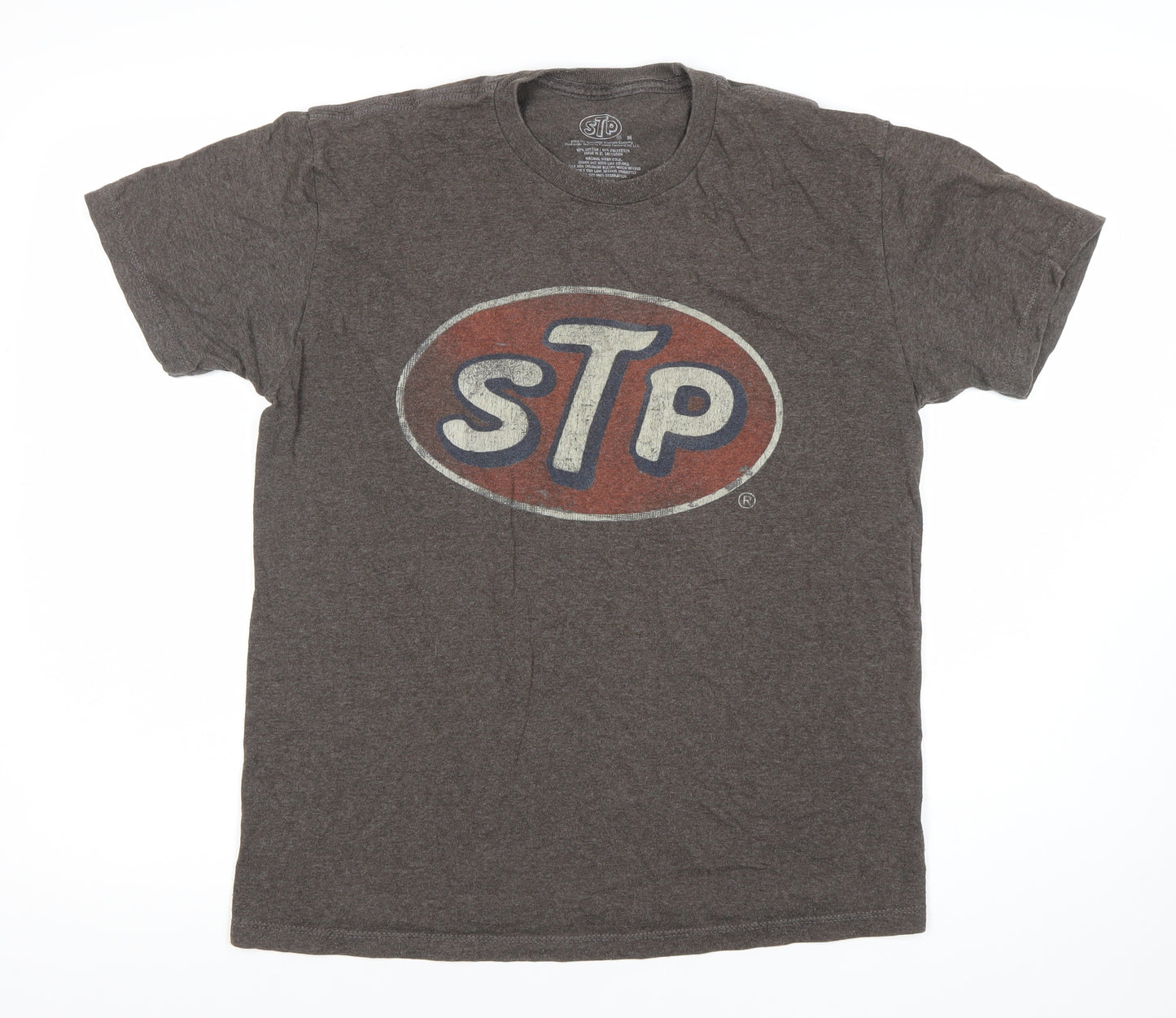 STP Men's Grey Logo Tee, Size M, Short Sleeve, Graphic Print