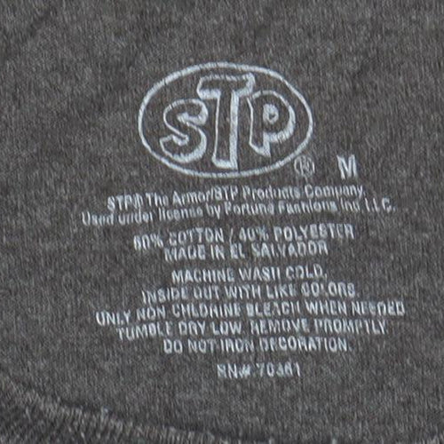 STP Men's Grey Logo Tee, Size M, Short Sleeve, Graphic Print