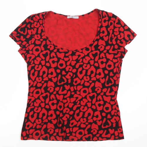 Marks and Spencer Women's Red Animal Print T-Shirt