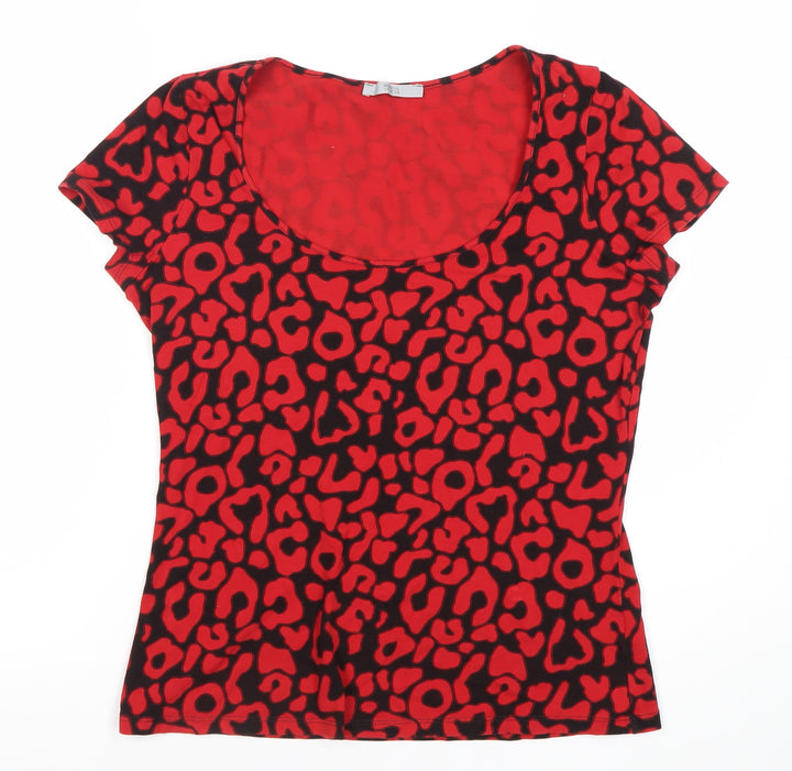 Marks and Spencer Women's Red Animal Print T-Shirt