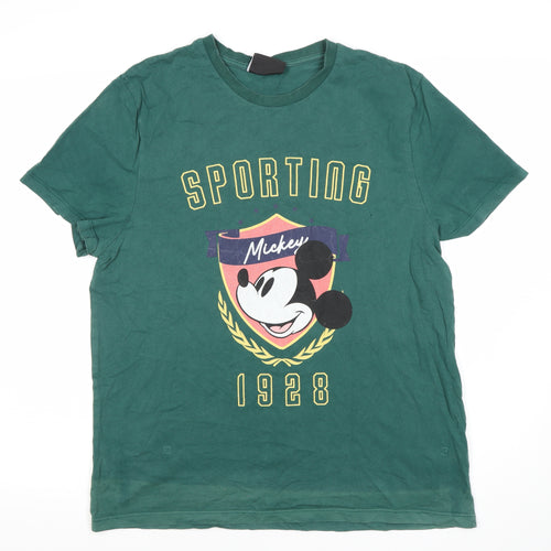 Disney Men's Green Mickey Mouse Graphic T-Shirt S