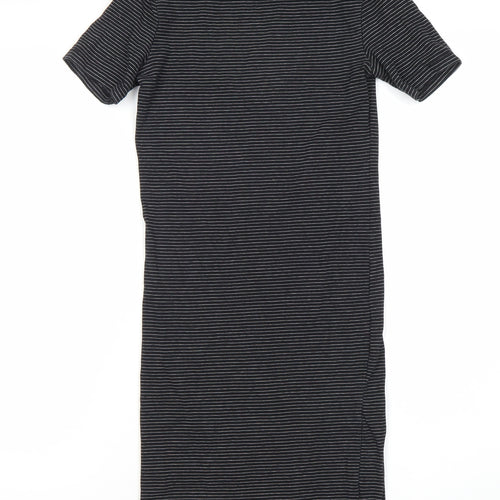 H&M Women's Black Striped Dress, XS, Short Sleeve, Casual
