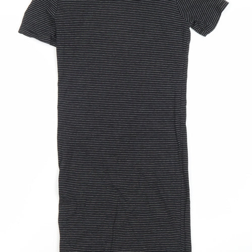 H&M Women's Black Striped Dress, XS, Short Sleeve, Casual