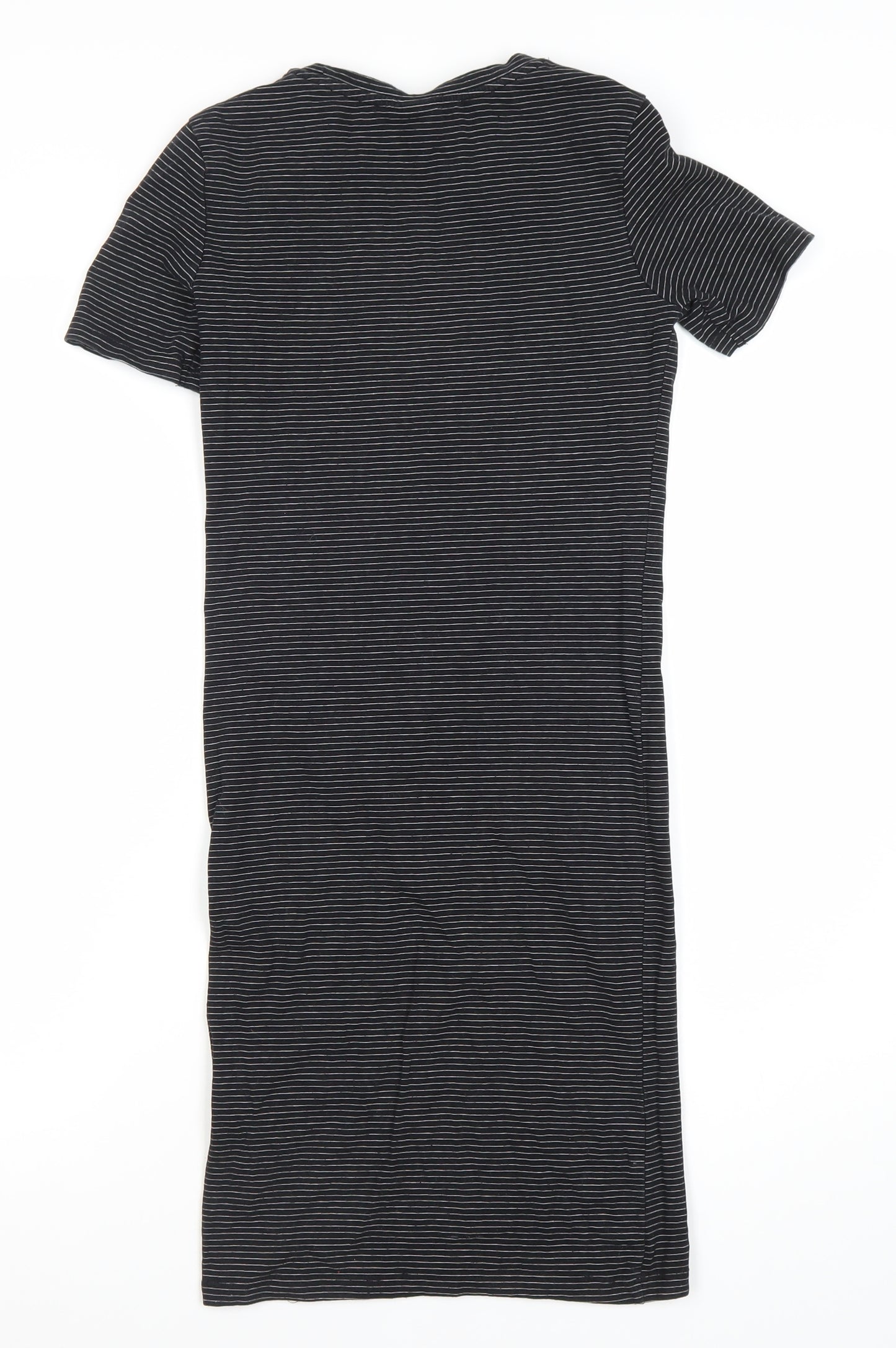 H&M Women's Black Striped Dress, XS, Short Sleeve, Casual