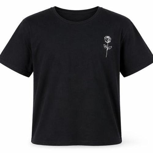 JACK & JONES Men's Black Art Rose Graphic T-Shirt L