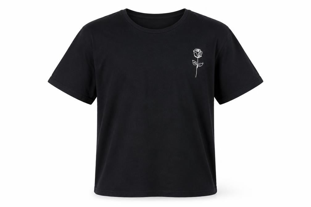 JACK & JONES Men's Black Art Rose Graphic T-Shirt L