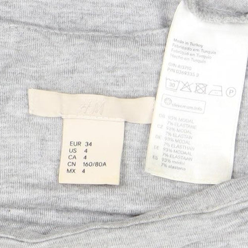 H&M Women's Grey Jersey Dress, Size 6, Casual Spring/Summer