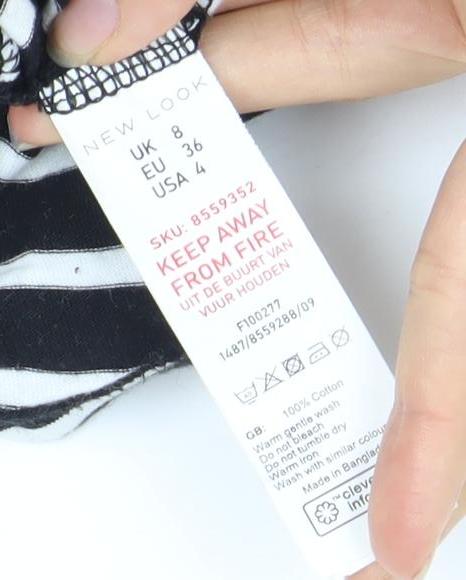 New Look Women Black Size 8 Flutter Sleeve Dress