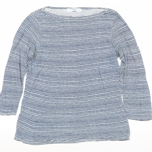 John Lewis Women's Blue Striped Boat Neck Top - Size 14