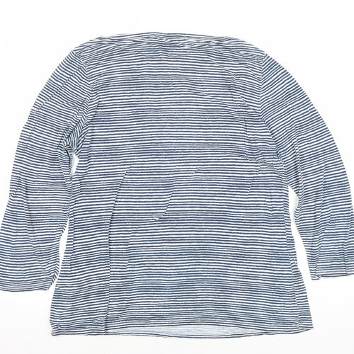 John Lewis Women's Blue Striped Boat Neck Top - Size 14