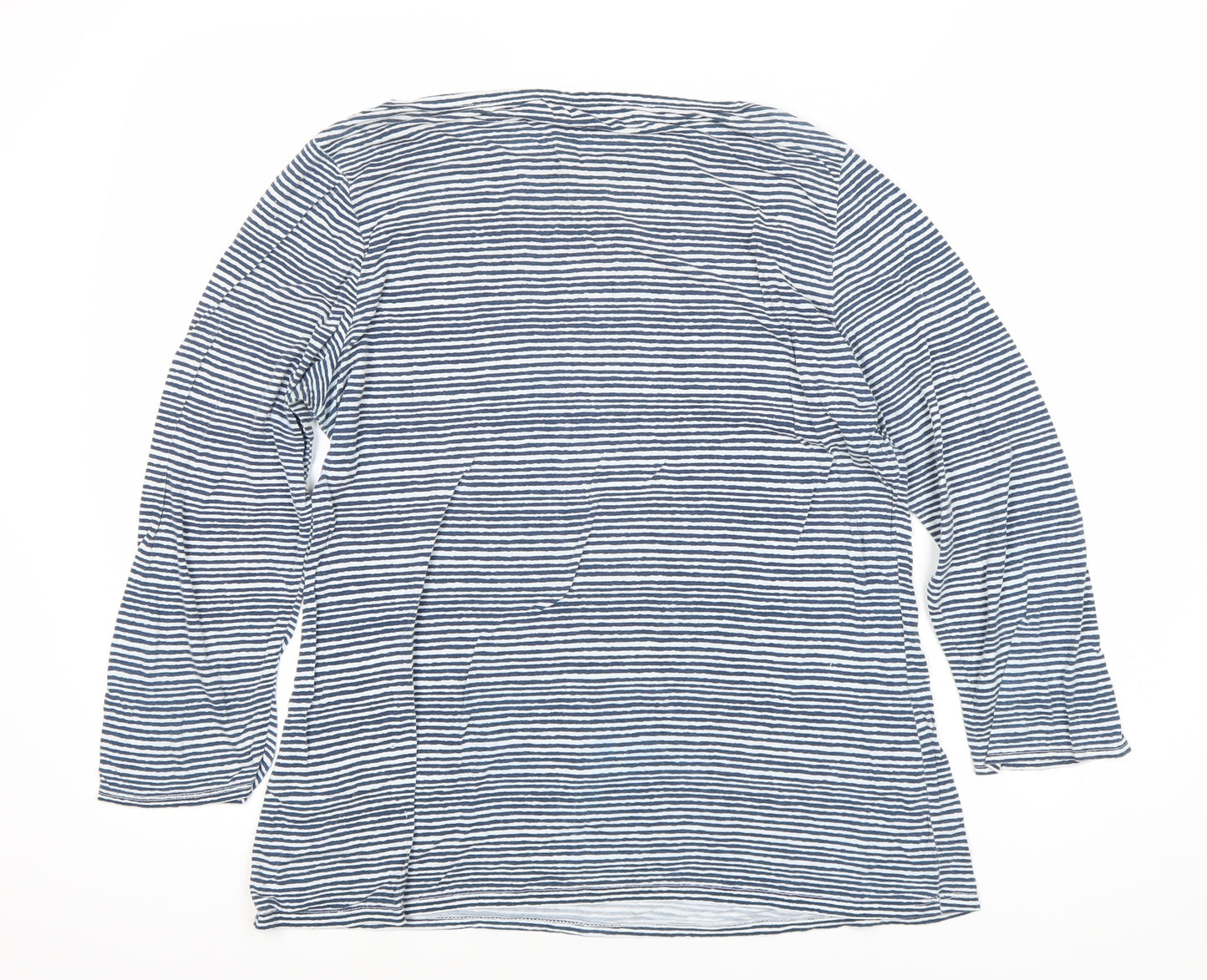 John Lewis Women's Blue Striped Boat Neck Top - Size 14