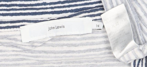 John Lewis Women's Blue Striped Boat Neck Top - Size 14
