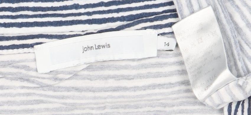 John Lewis Women's Blue Striped Boat Neck Top - Size 14