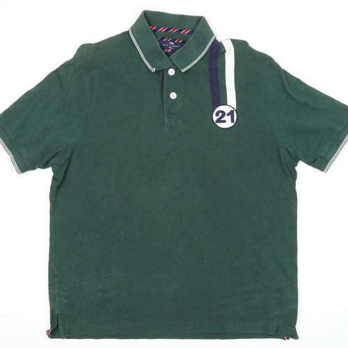 Marks and Spencer Men's Green Polo Shirt - Medium