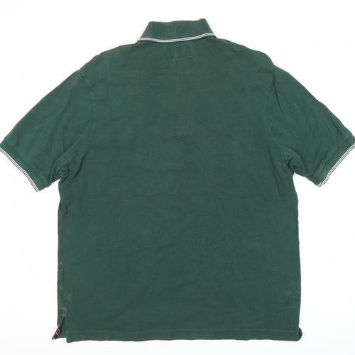 Marks and Spencer Men's Green Polo Shirt - Medium