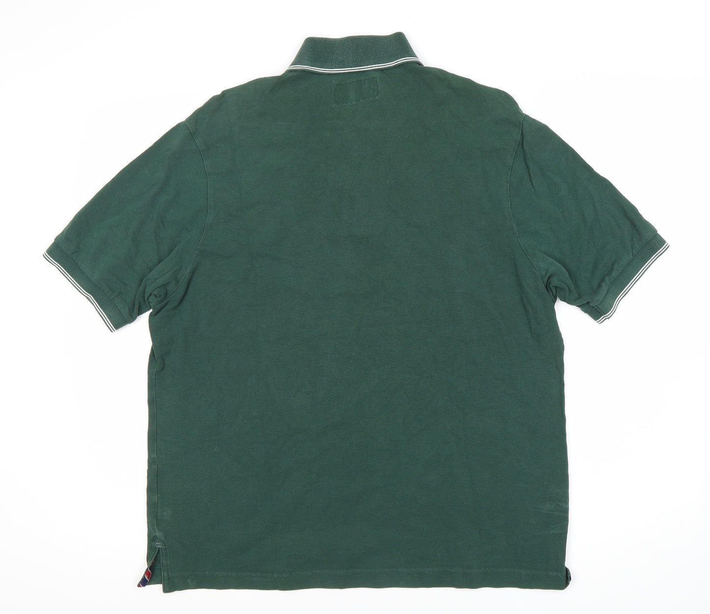 Marks and Spencer Men's Green Polo Shirt - Medium