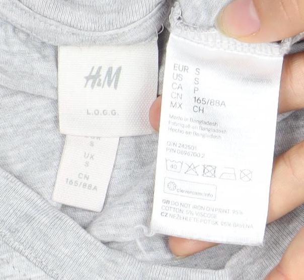 H&M Unisex Grey Music T-Shirt Size 12