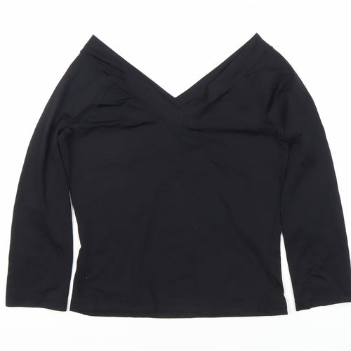 Amaranto Women's Black V-Neck Top - Size 12