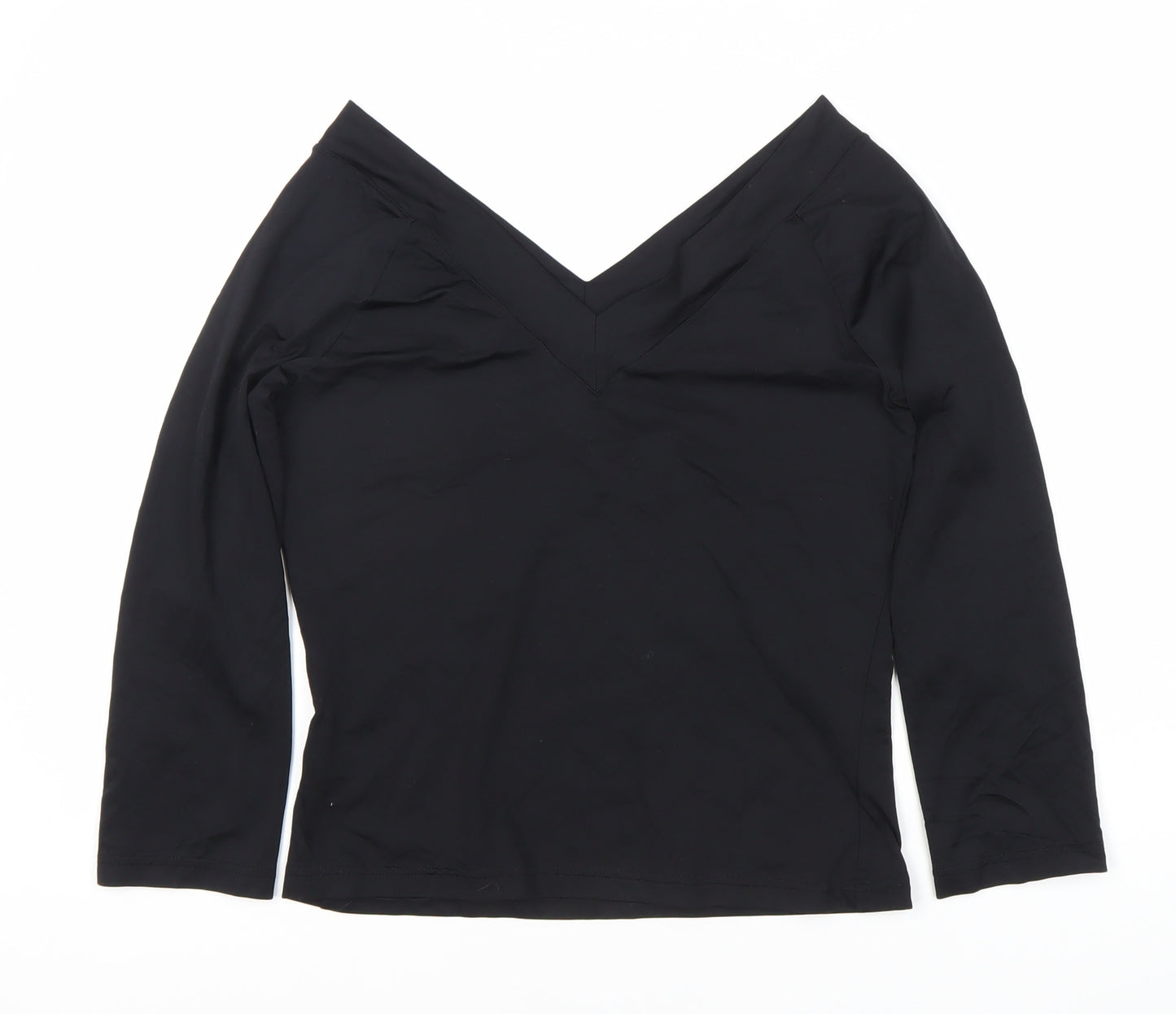 Amaranto Women's Black V-Neck Top - Size 12