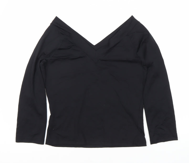 Amaranto Women's Black V-Neck Top - Size 12