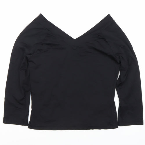 Amaranto Women's Black V-Neck Top - Size 12