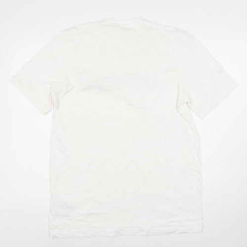 Adidas Men's White Logo T-Shirt, Size L, Crew Neck