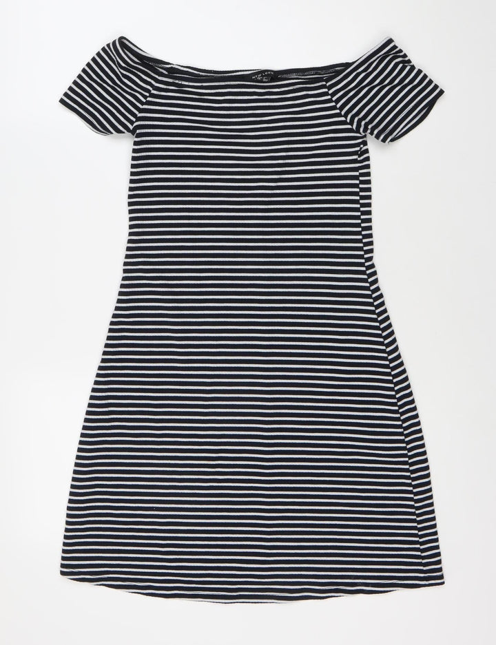 New Look Women's Black Stripe Dress Size 10