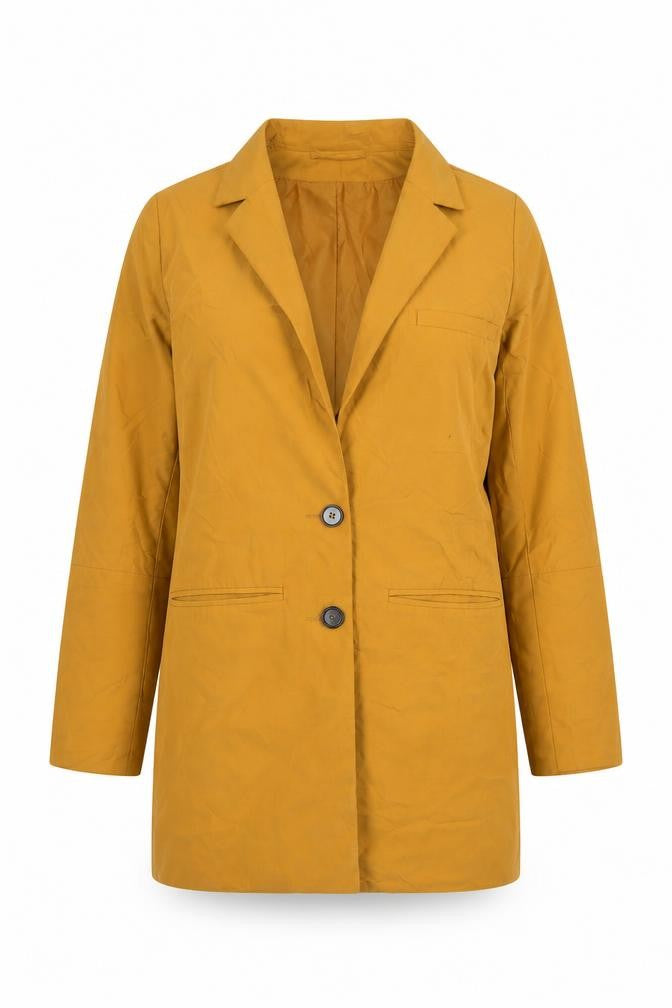 Front view of Monki Women's Gold XS Mid-Length Coat