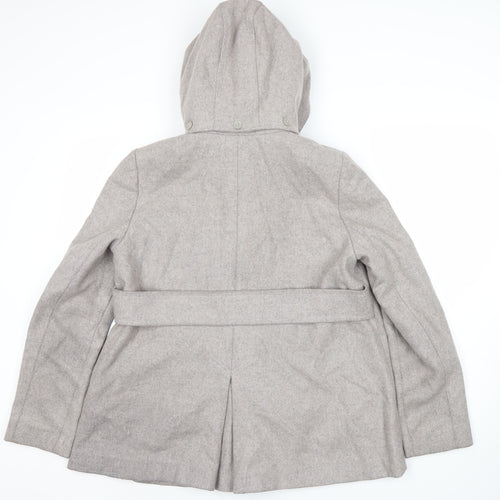 Topshop Women's Grey Coat Size 12 Hooded Casual