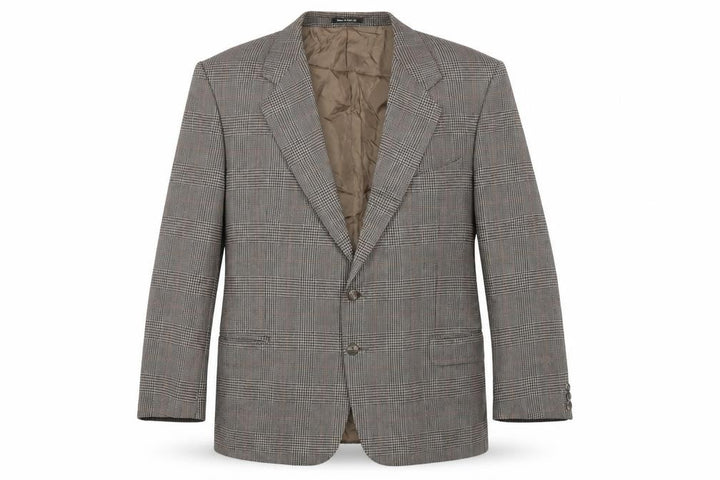 St Michael Men's Brown Wool Check Blazer, Size M, Vintage
