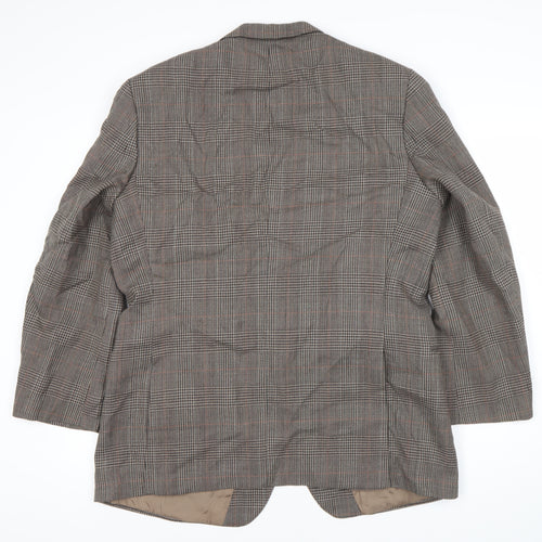 St Michael Men's Brown Wool Check Blazer, Size M, Vintage