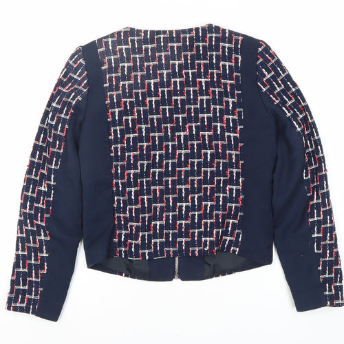 H&M Women's Blue Check Jacket Size 8 Casual