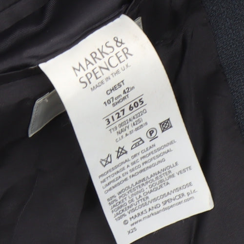 Marks & Spencer Men's Blue Suit Jacket, 42 Short, Business Attire