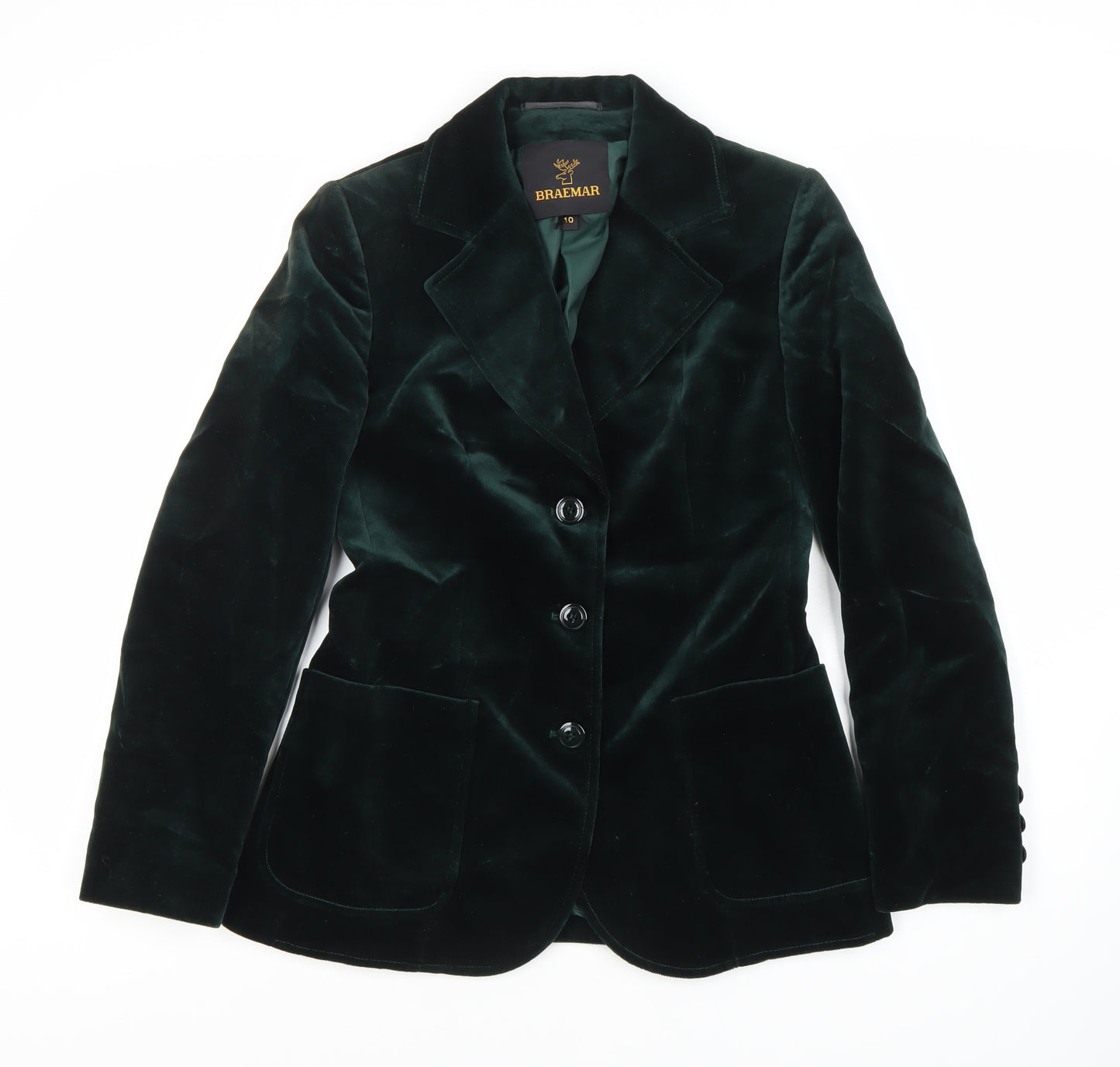 Braemar Green Velvet Blazer Jacket Size 10